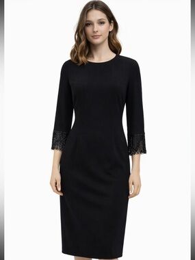 Teri Jon | Dresses | Teri Jon Womens Navy 34 Sleeve Lace Illusion Gown With  Bow | Poshmark